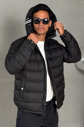 Мужской пуховик logo-patch - Black