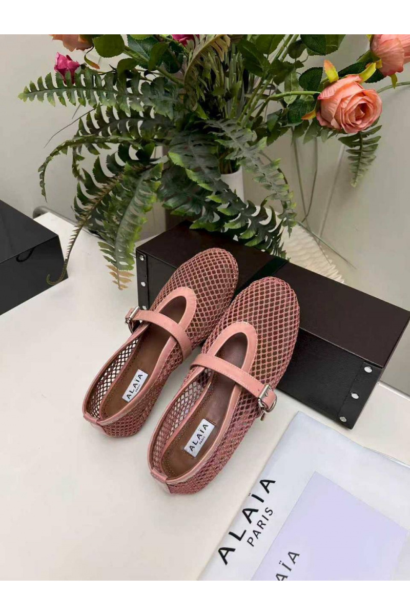 Designer Clothing Женские плетёные балетки Alaia Fishnet Ballet premium
