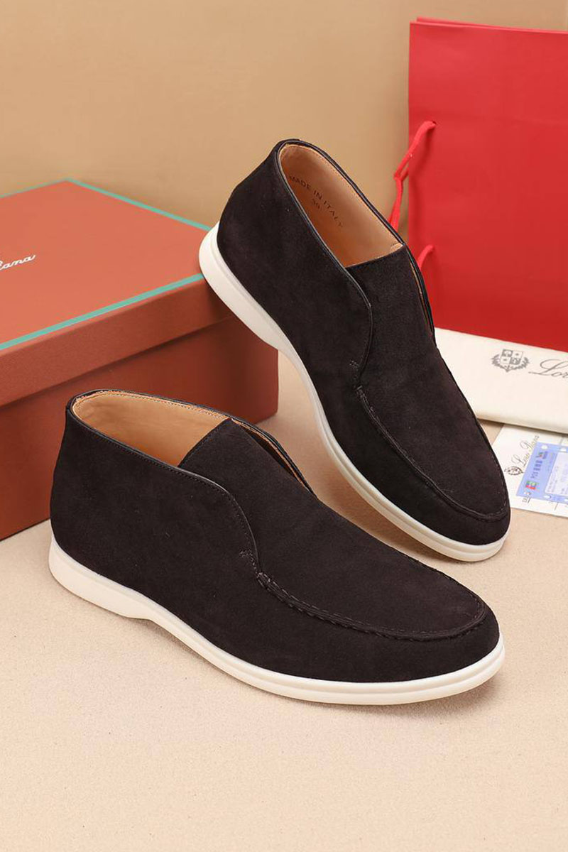 Loro Piana Замшевые лоферы с меховой стелькой Open Walk - Brown