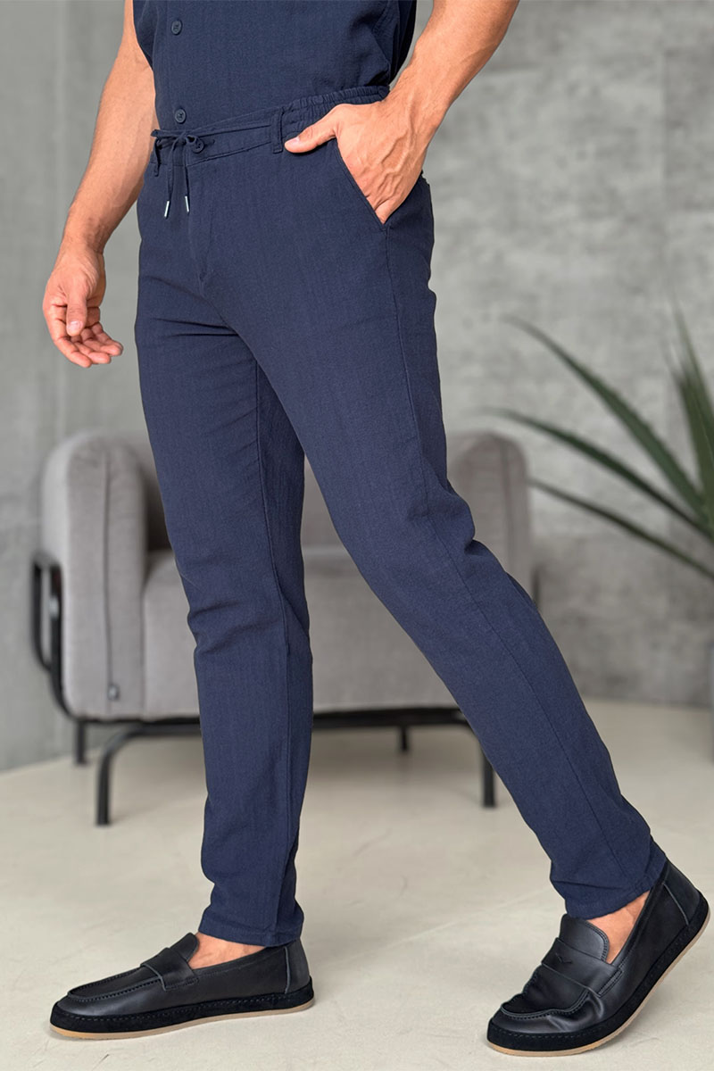 Loro Piana Мужские брюки тёмно-синего цвета