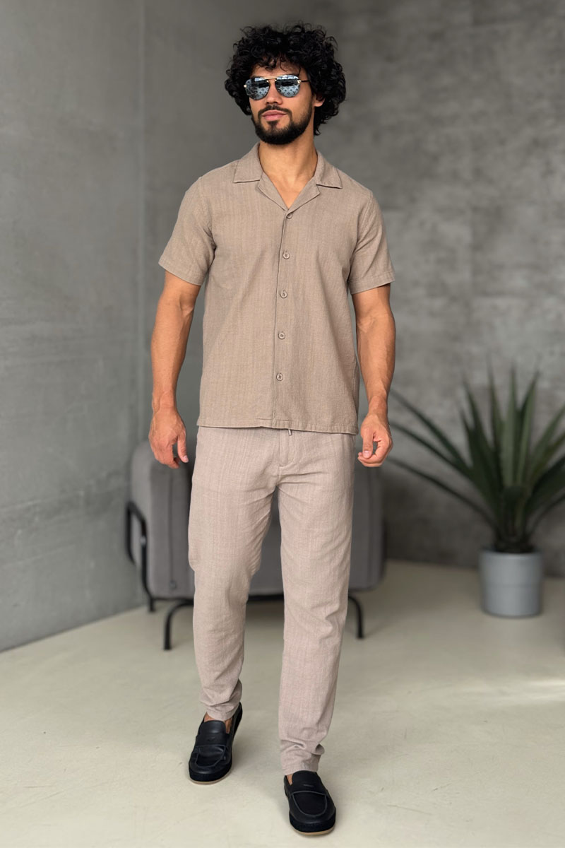 Loro Piana Мужская рубашка бежевого цвета 