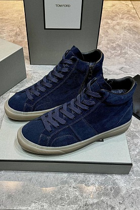Замшевые кроссовки с мехом high-top - Navy