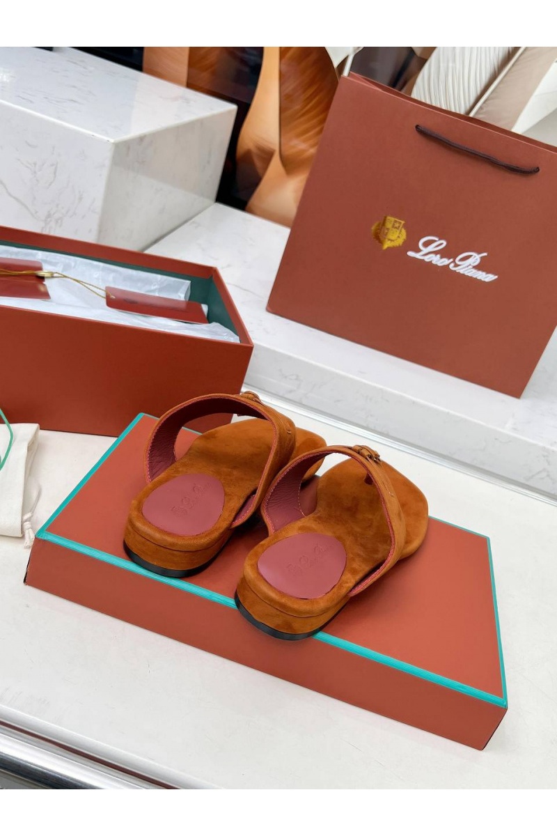 Loro Piana Женские замшевые шлёпанцы Premium - Brown
