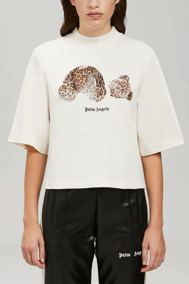 Palm Angels Белая оверсайз футболка Leopard Bear