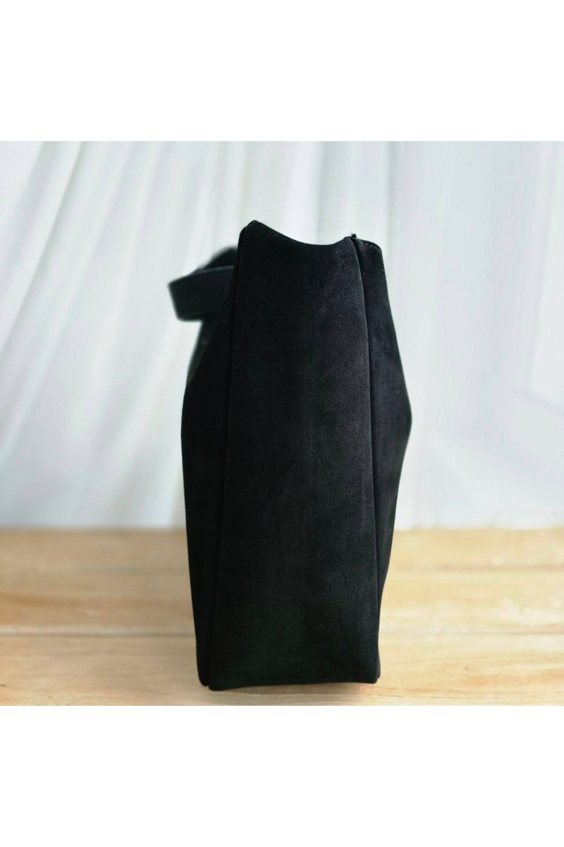 Yves Saint Laurent Женская чёрная замшевая сумка 37x29 см