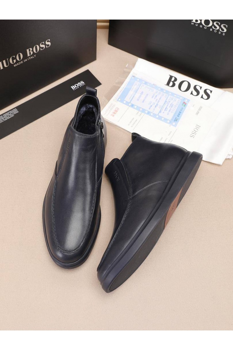 Hugо Воss Кожаные лоферы с мехом high-top - Navy