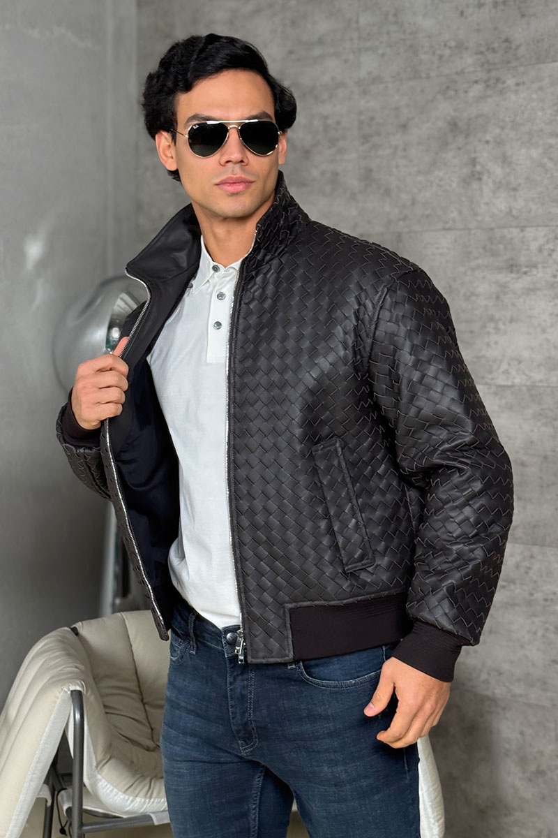 Bottega Veneta Мужская кожаная куртка premium