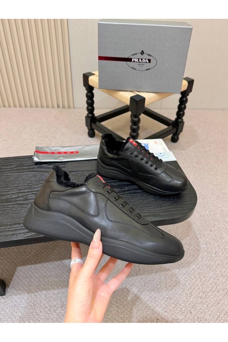 Prada Кожаные кроссовки с мехом America's Cup