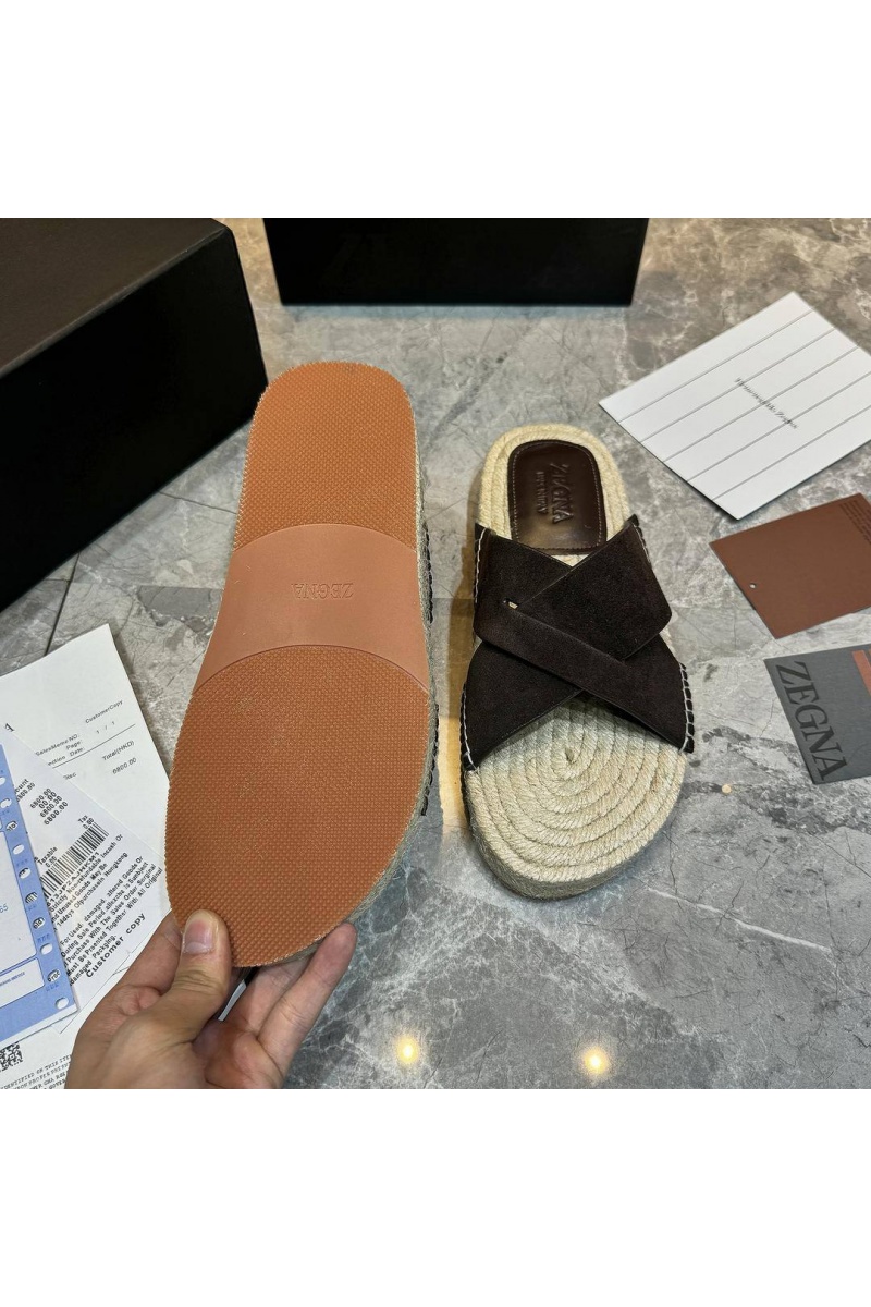 Zegna Мужские шлёпанцы suede - Brown