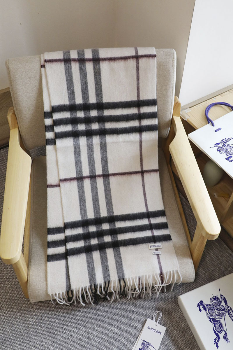 Burberry Шарф two-tone Check premium 168x30 см - White
