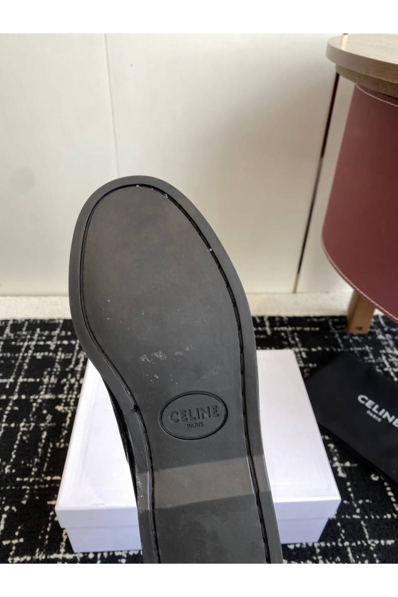 Celine Женские кожаные лоферы premium - Black