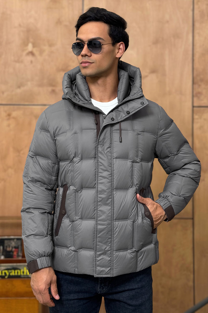 Zegna Мужской пуховик серого цвета