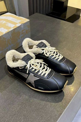 Женские кожаные кроссовки с мехом Golden Goose Super-Star premium