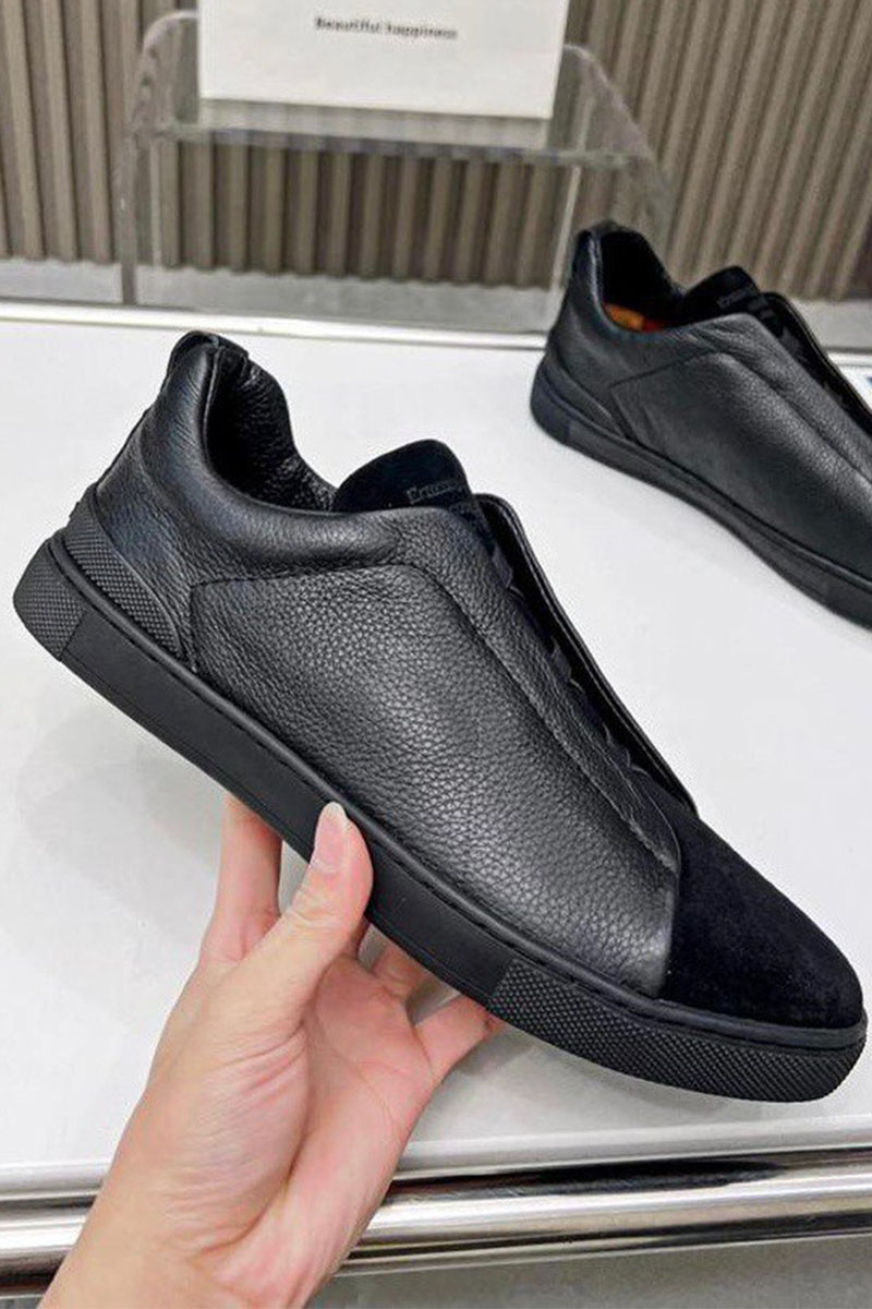 Zegna Чёрные комбинированные кроссовки