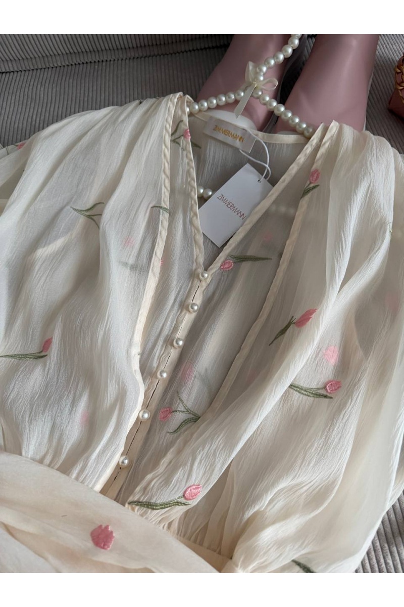 Zimmermann Женское укороченное платье с длинным рукавом premium
