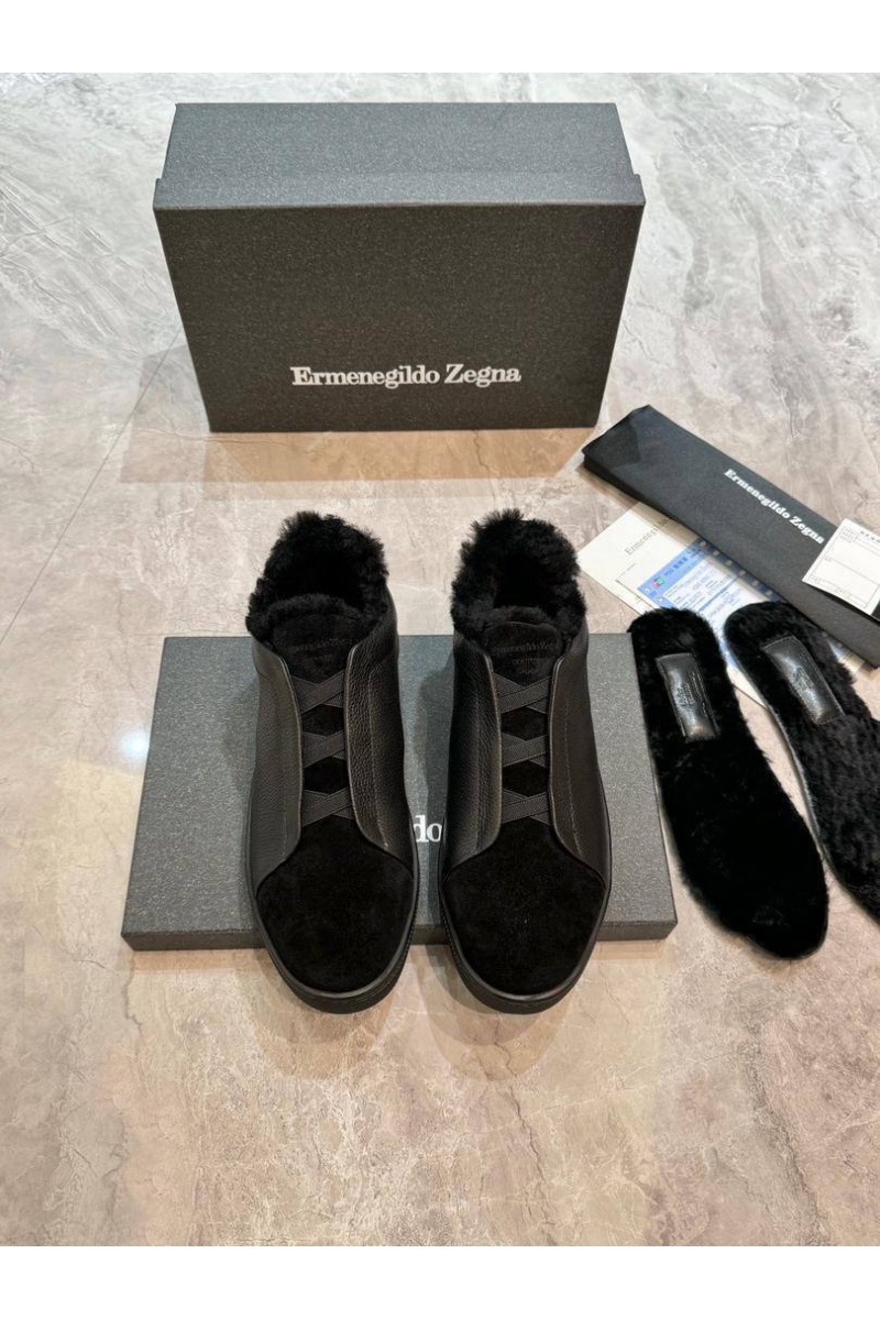Zegna Кроссовки с мехом Triple Stitch