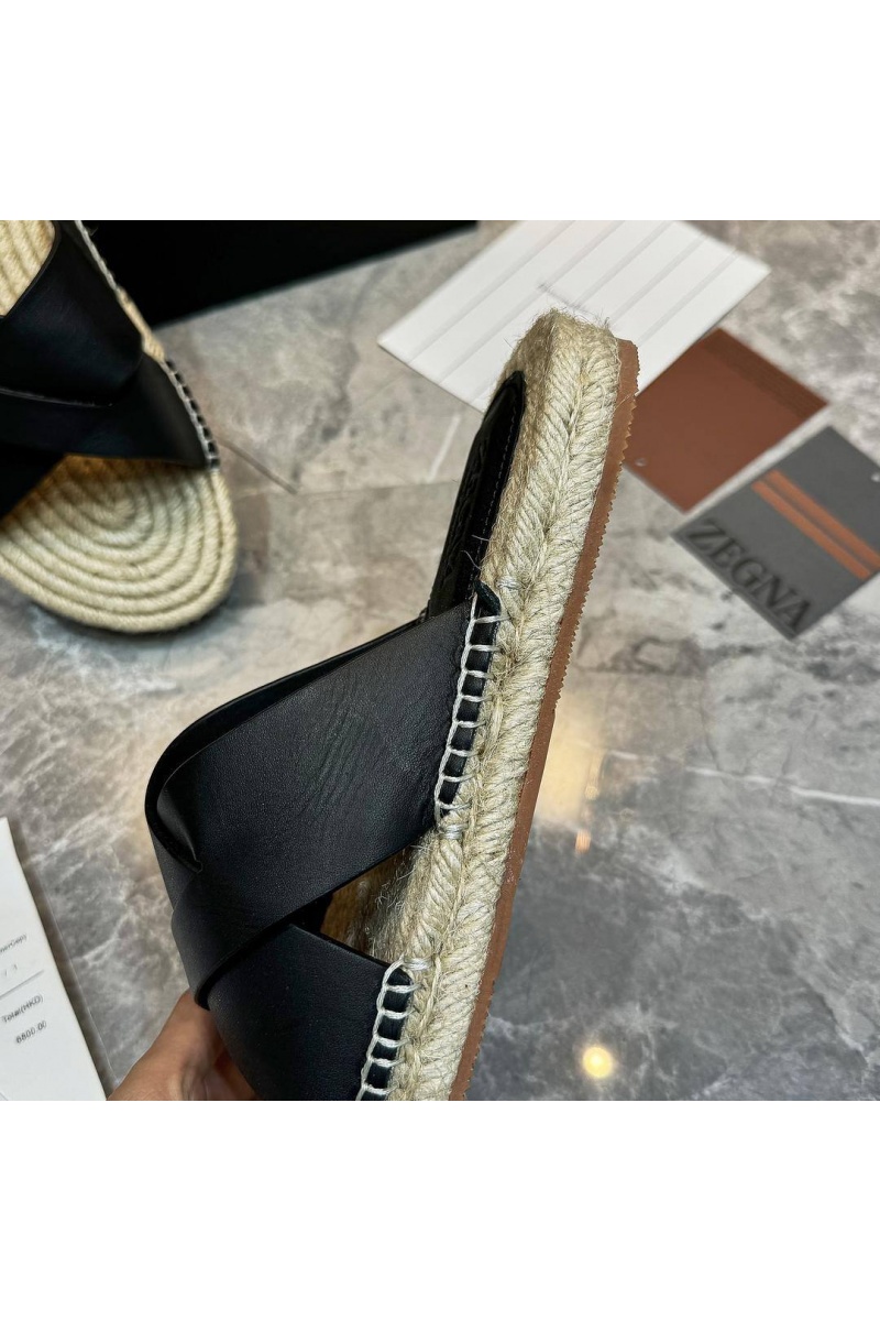 Zegna Мужские шлёпанцы leather - Black