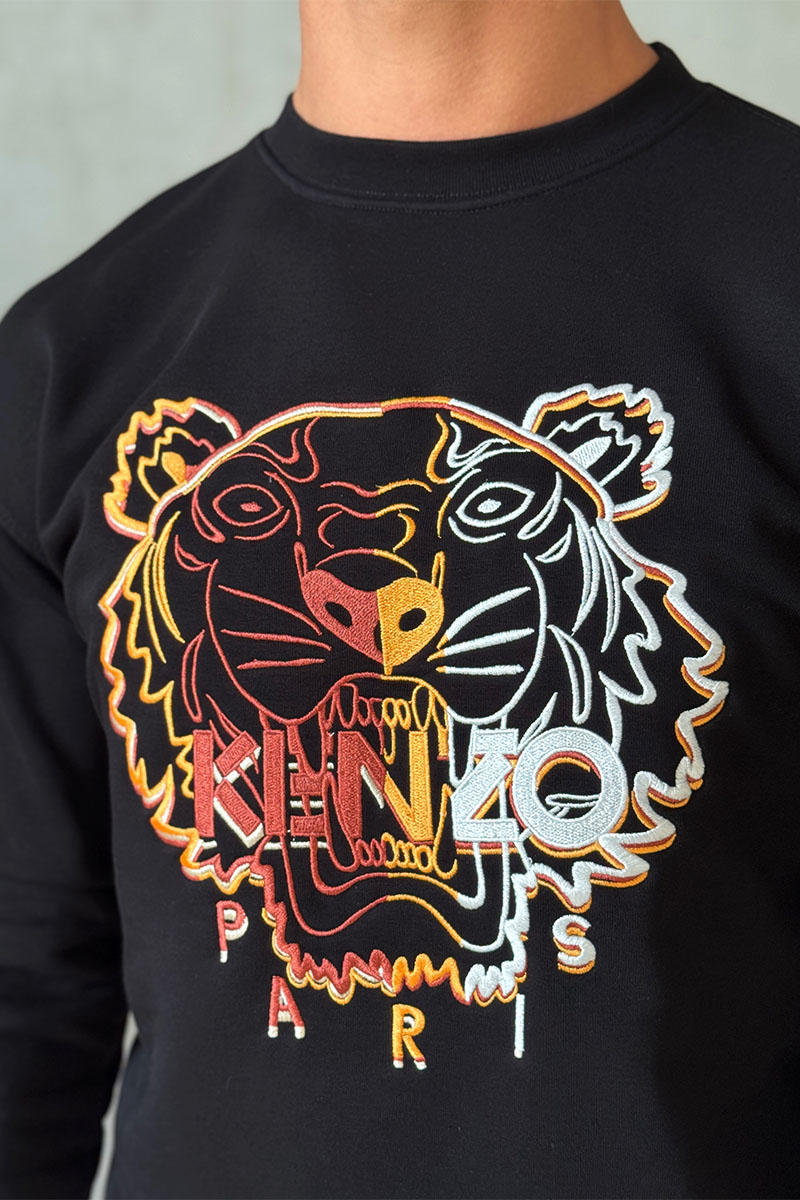 Kenzo Мужской чёрный свитшот Tiger Head embroidered