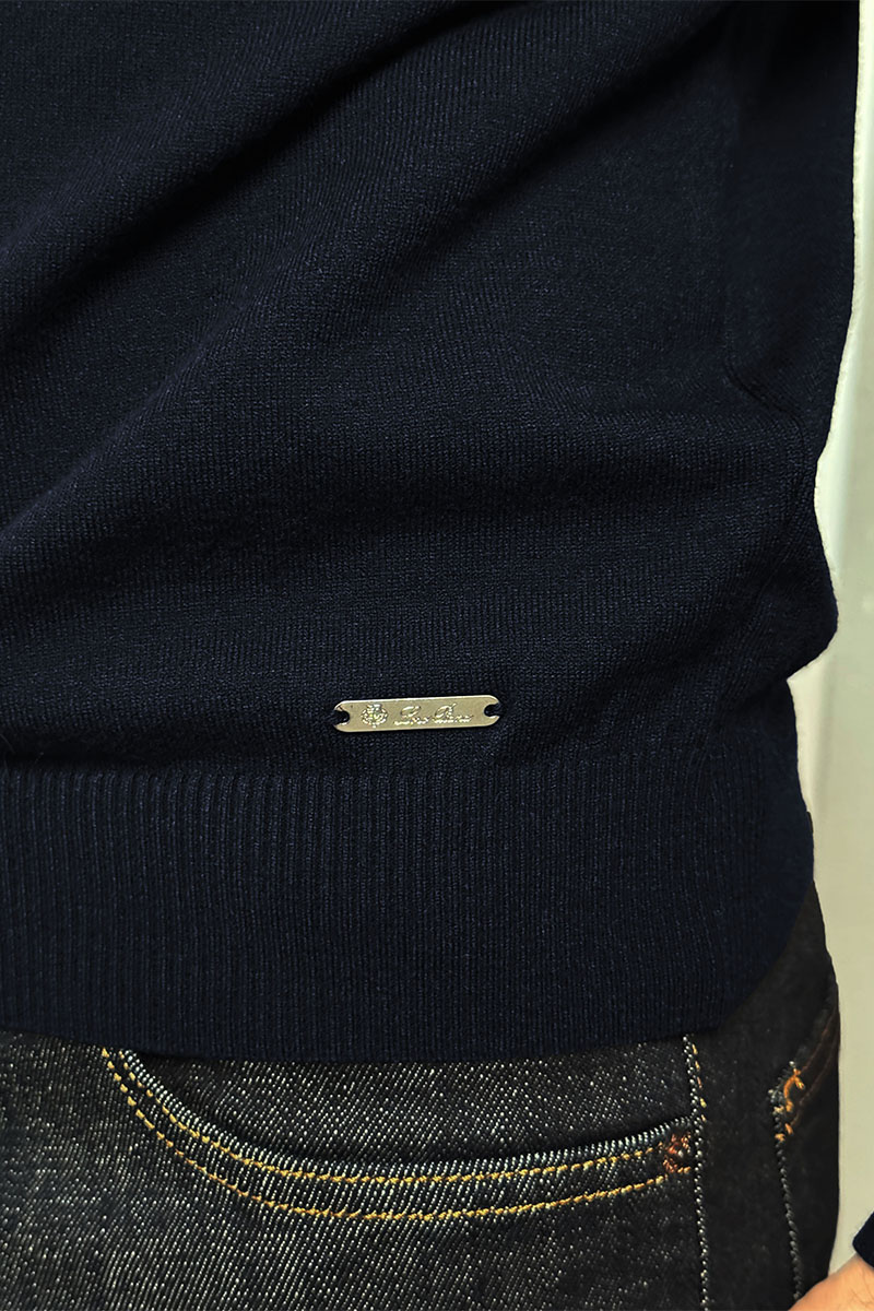 Loro Piana Тёмно-синий джемпер Zip Neck