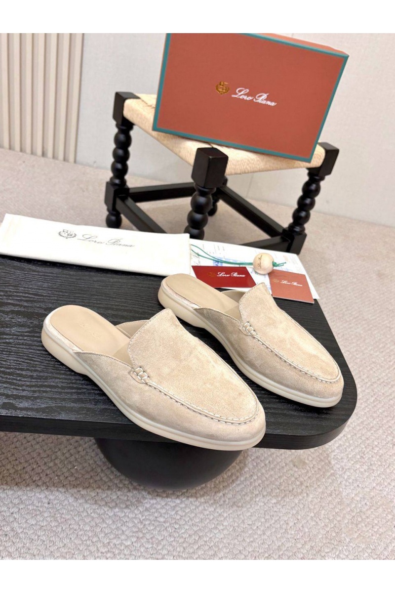 Loro Piana Мужские замшевые шлёпанцы Loro Piana