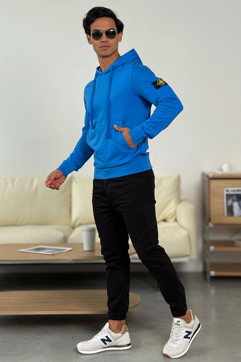 Stone Island Мужское худи синего цвета Compass-patch