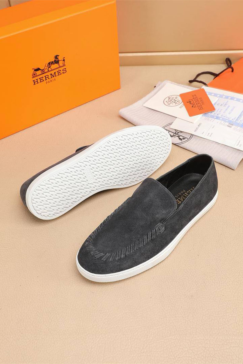 Hermes Мужские замшевые лоферы Julian - Grey