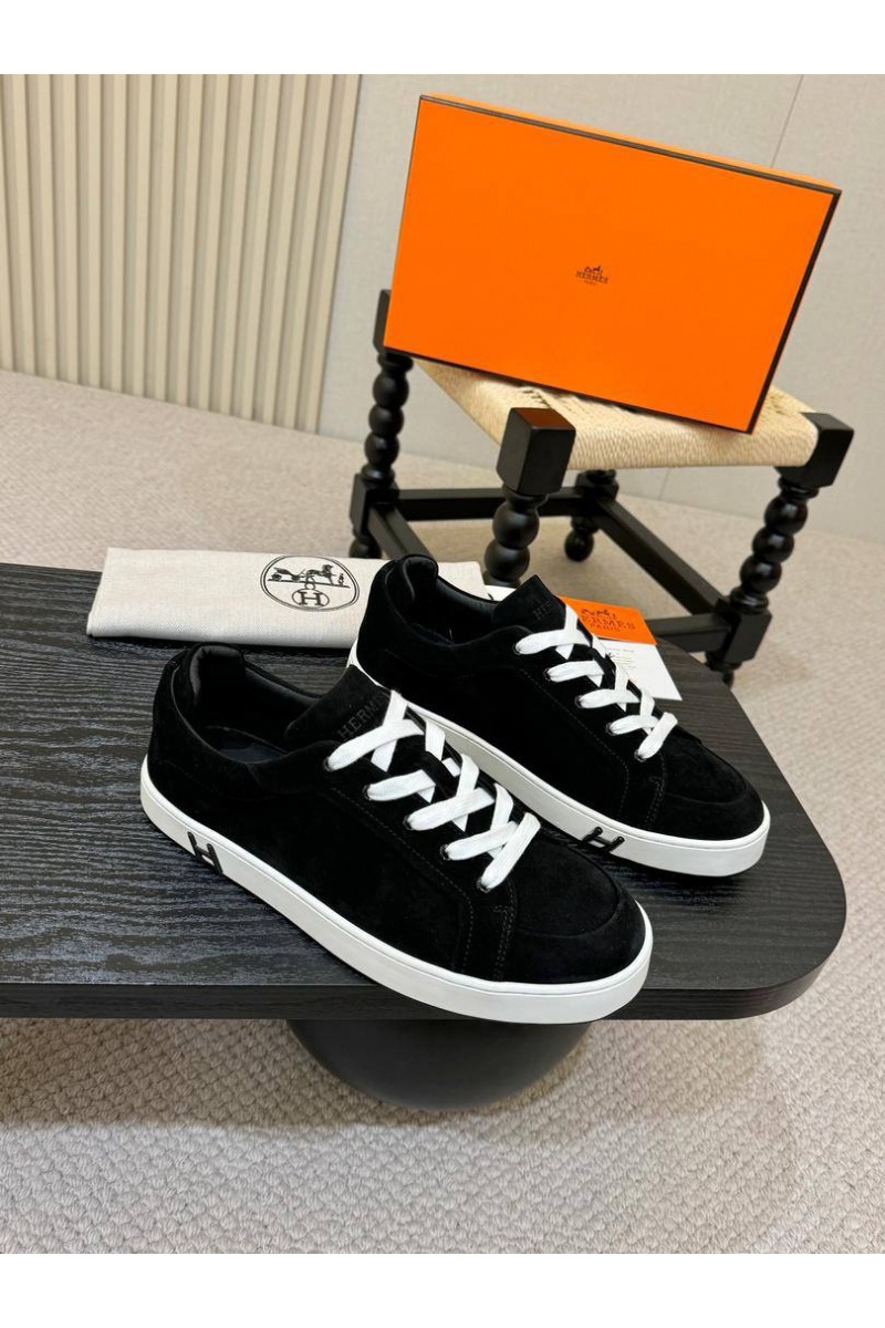 Hermes Мужские замшевые кроссовки Kid - Black