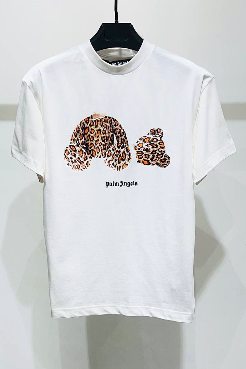 Palm Angels Белая оверсайз футболка Leopard Bear