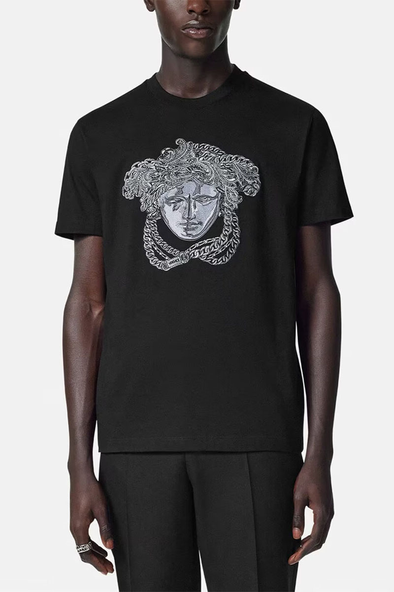 Versace Мужская футболка Medusa logo-embroidered - Black