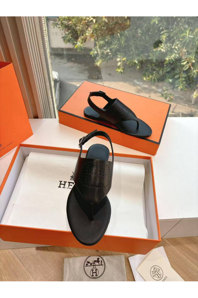 Hermes Женские кожаные сандалии Premium - Black