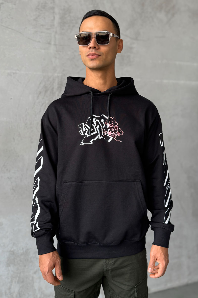 Off-White Мужское чёрное худи Graffiti Arrows Logo
