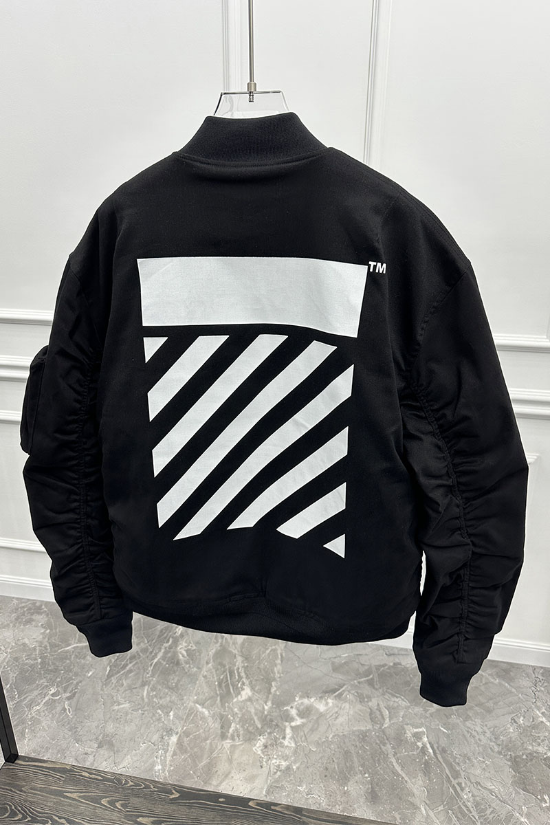 Off-White Бомбер чёрного цвета Diag-print