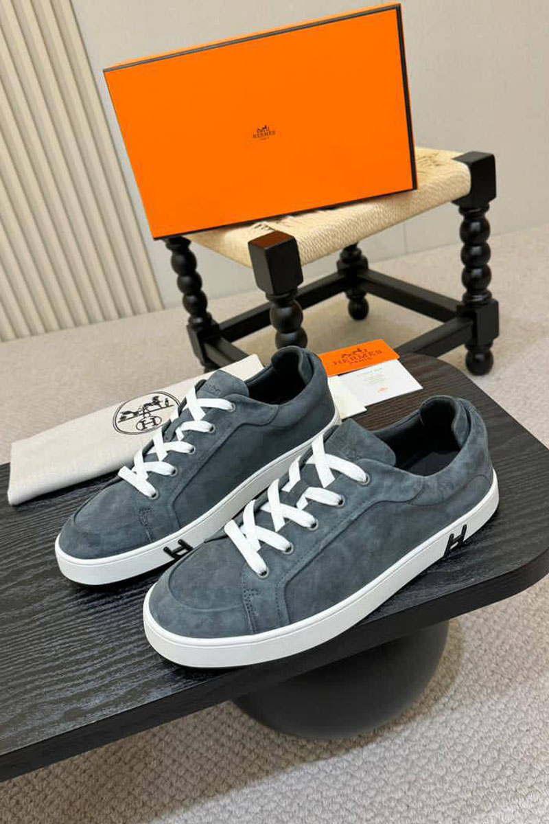 Hermes Мужские замшевые кроссовки Kid - Grey