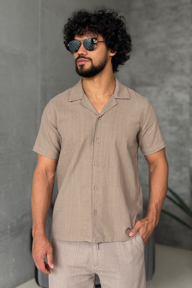 Loro Piana Мужская рубашка бежевого цвета 