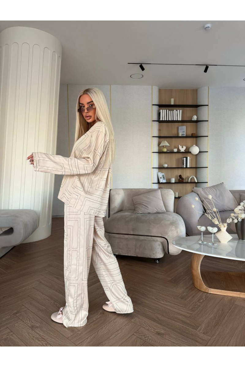 Designer Clothing Женский шёлковый костюм ТОТЕМЕ premium бежевого цвета