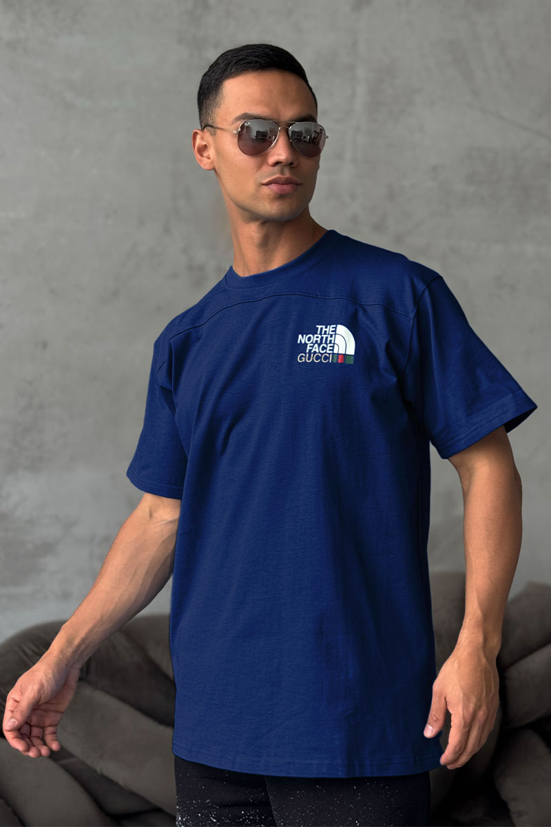 Gucci Оверсайз футболка TNF Collaboration landscape print - Navy