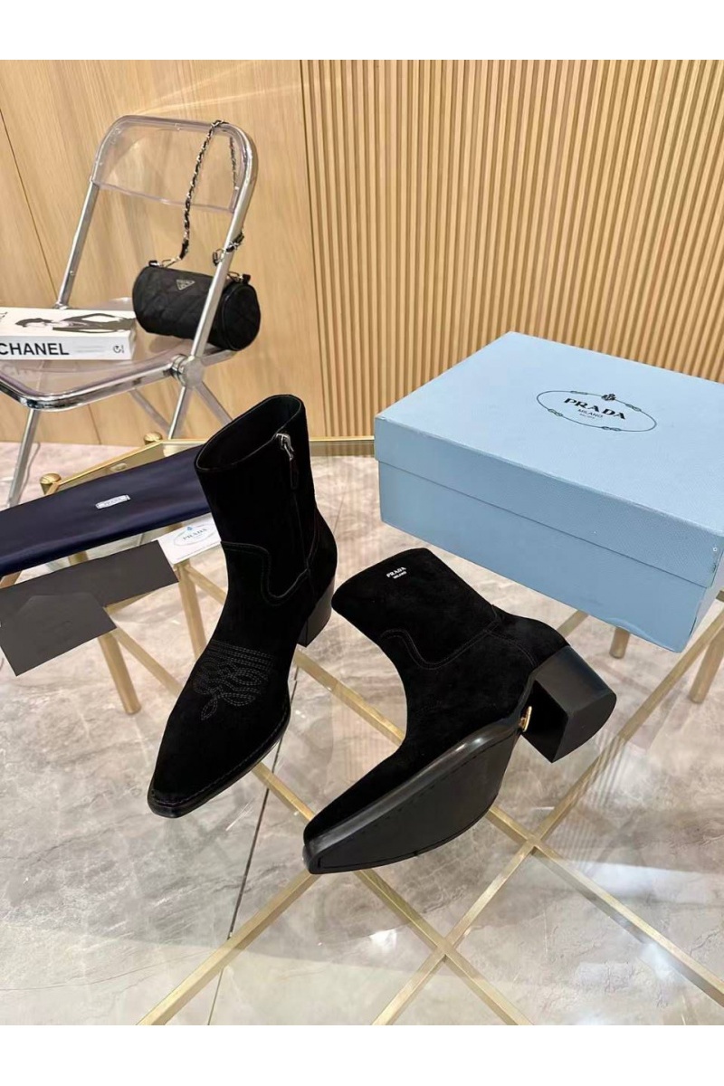 Prada Женские замшевые сапоги premium - Black