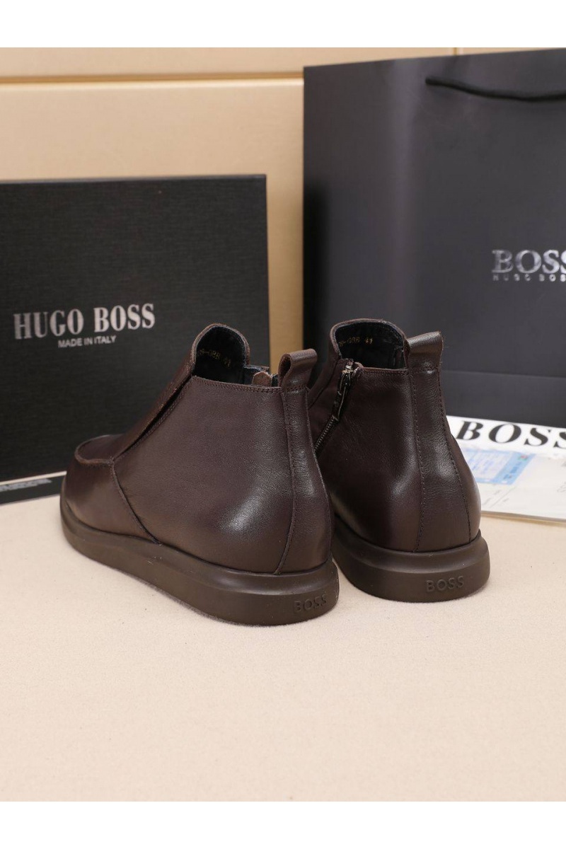 Hugо Воss Кожаные лоферы с мехом high-top - Brown