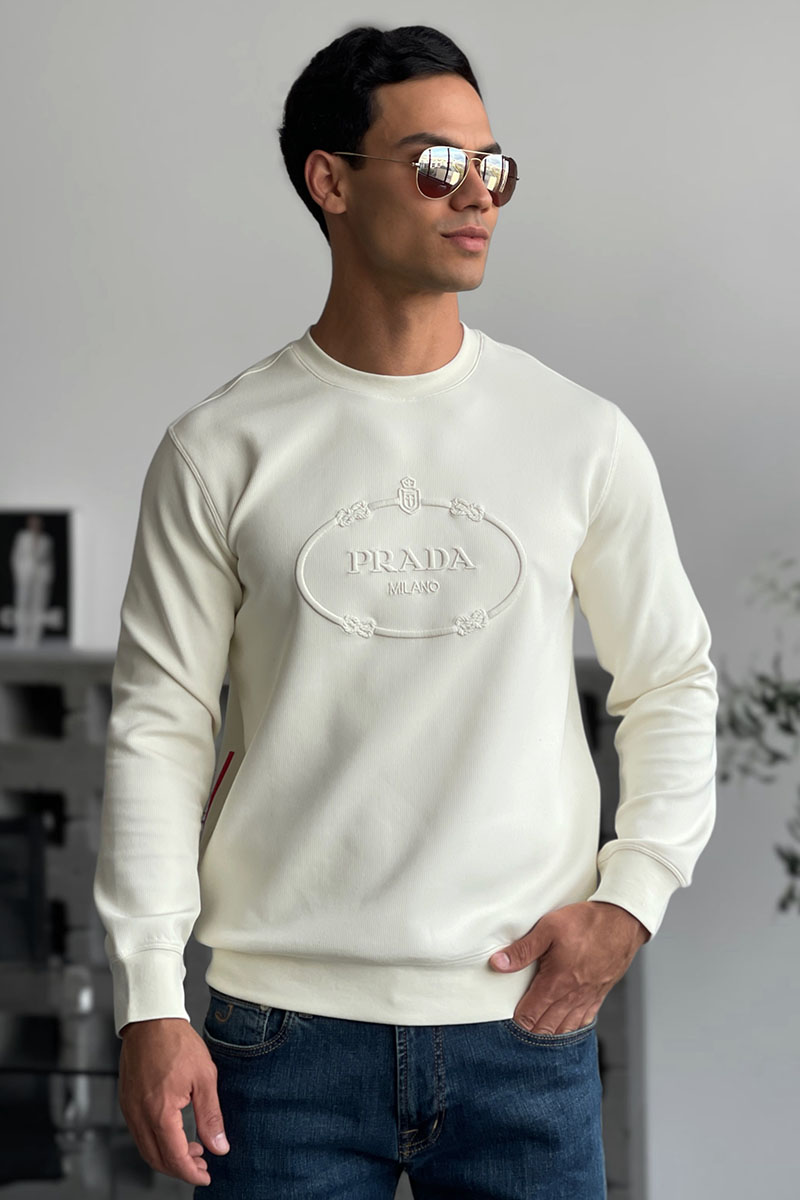 Prada Мужской белый свитшот logo-embroidered
