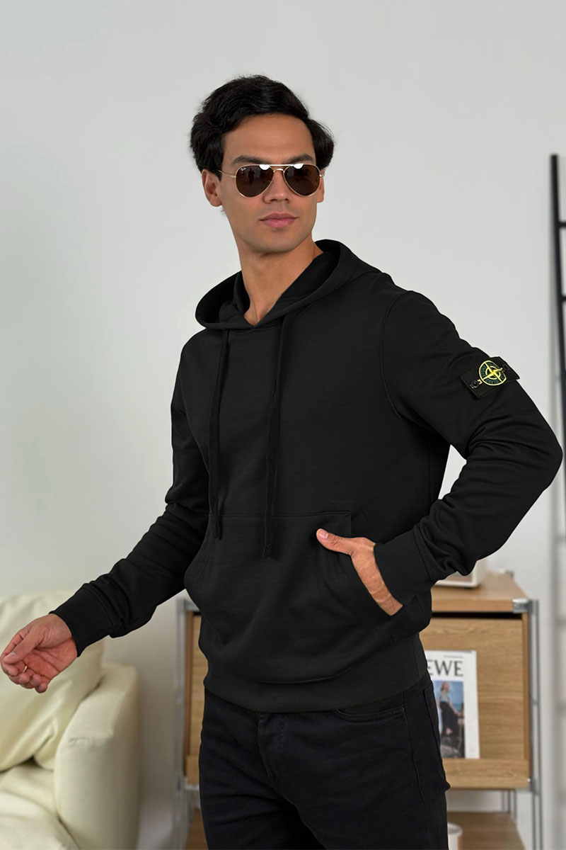 Stone Island Мужское худи чёрного цвета Compass-patch