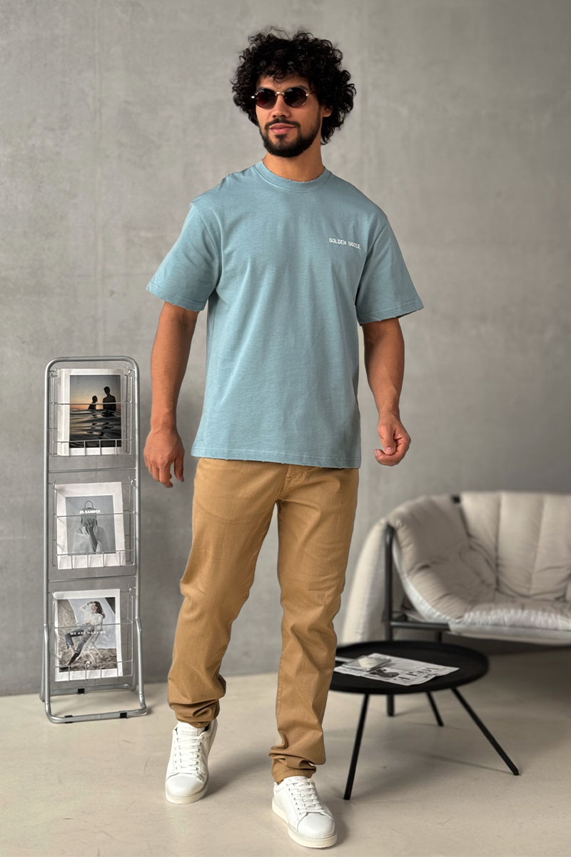 Designer Clothing Мужская синяя футболка Golden Goose (GUP01938)