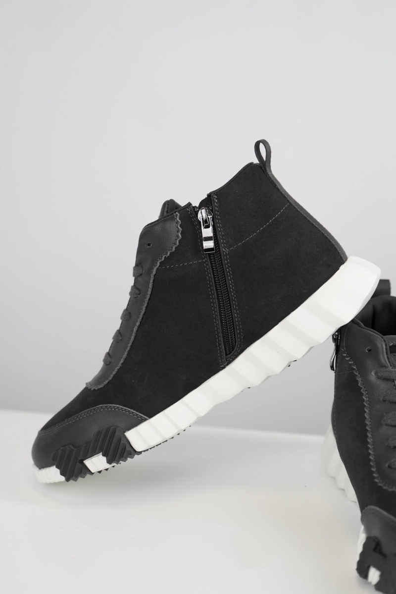 Hermes Кроссовки с мехом Bouncing high-top - Grey