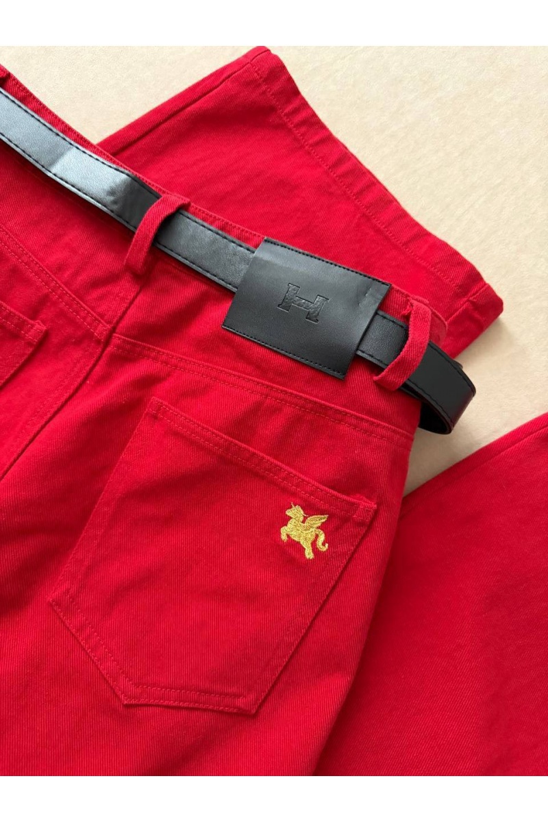 Hermes Красные женские джинсы premium