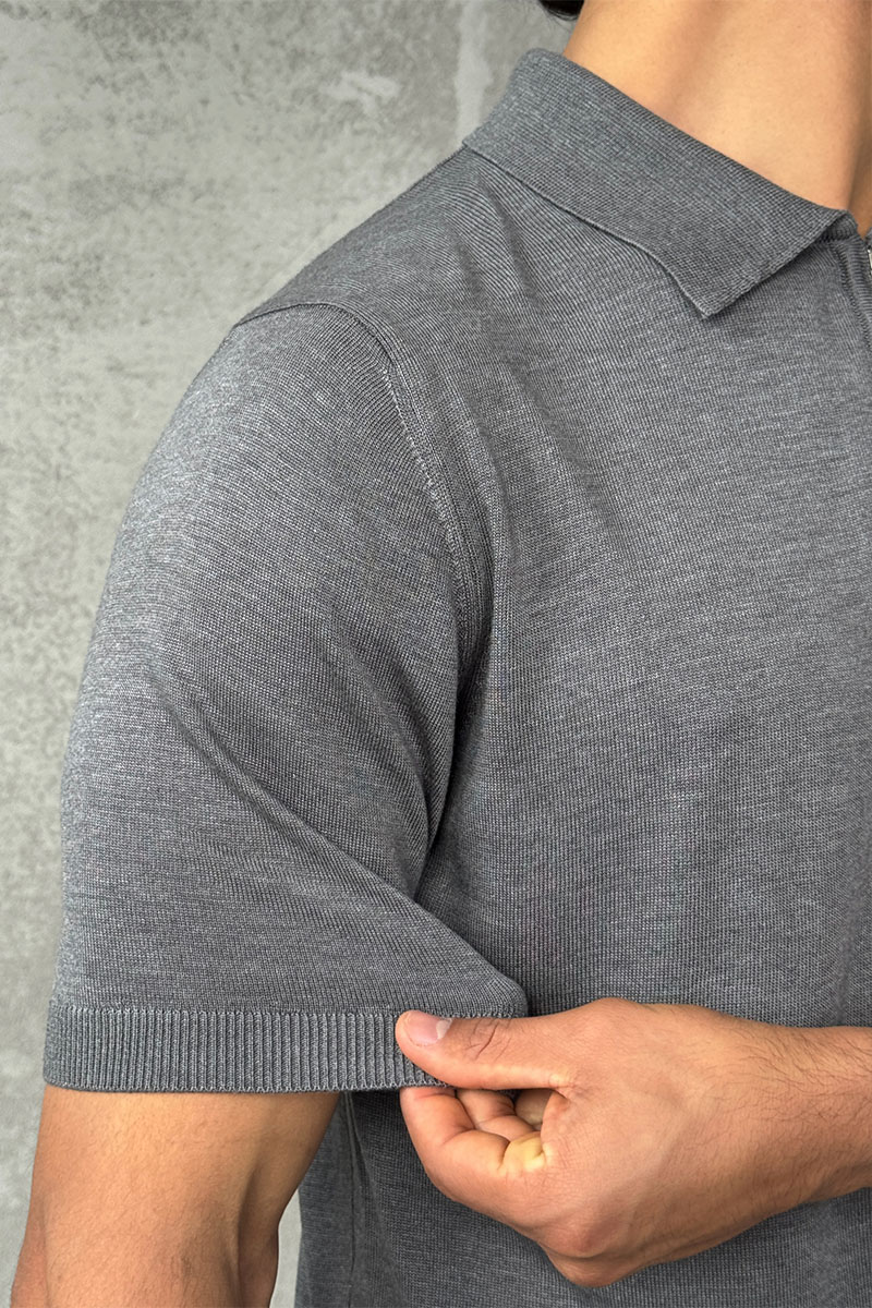 Stеfаnо Riссi Мужское поло Eagle zip-neck - Grey
