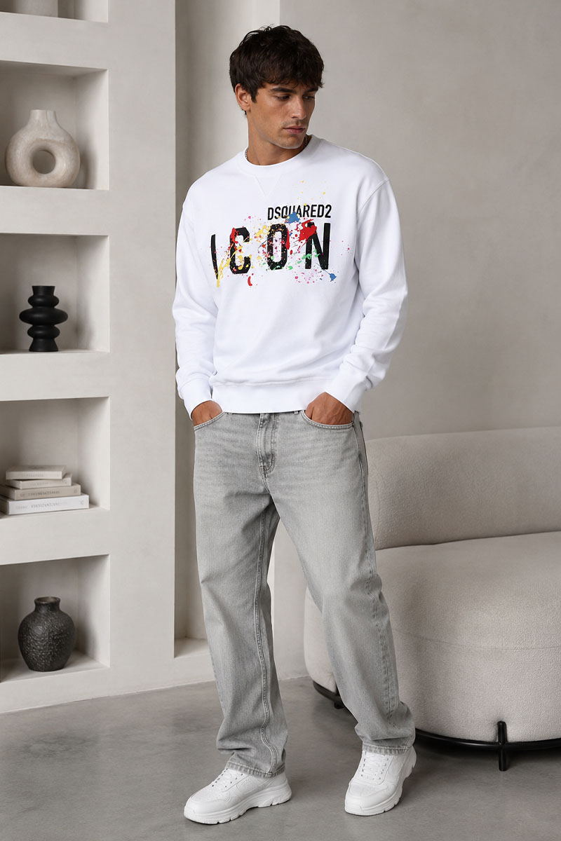 Dsquared2 Мужской белый свитшот "ICON" logo-print