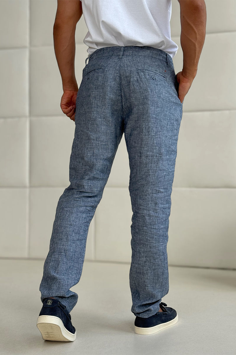 Loro Piana Льняные штаны синего цвета 