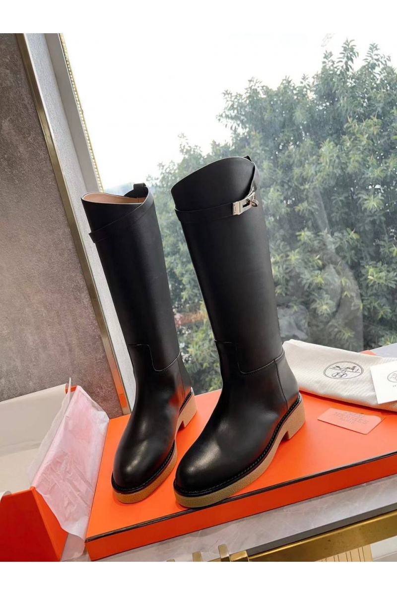 Hermes Женские кожаные сапоги Premium - Black