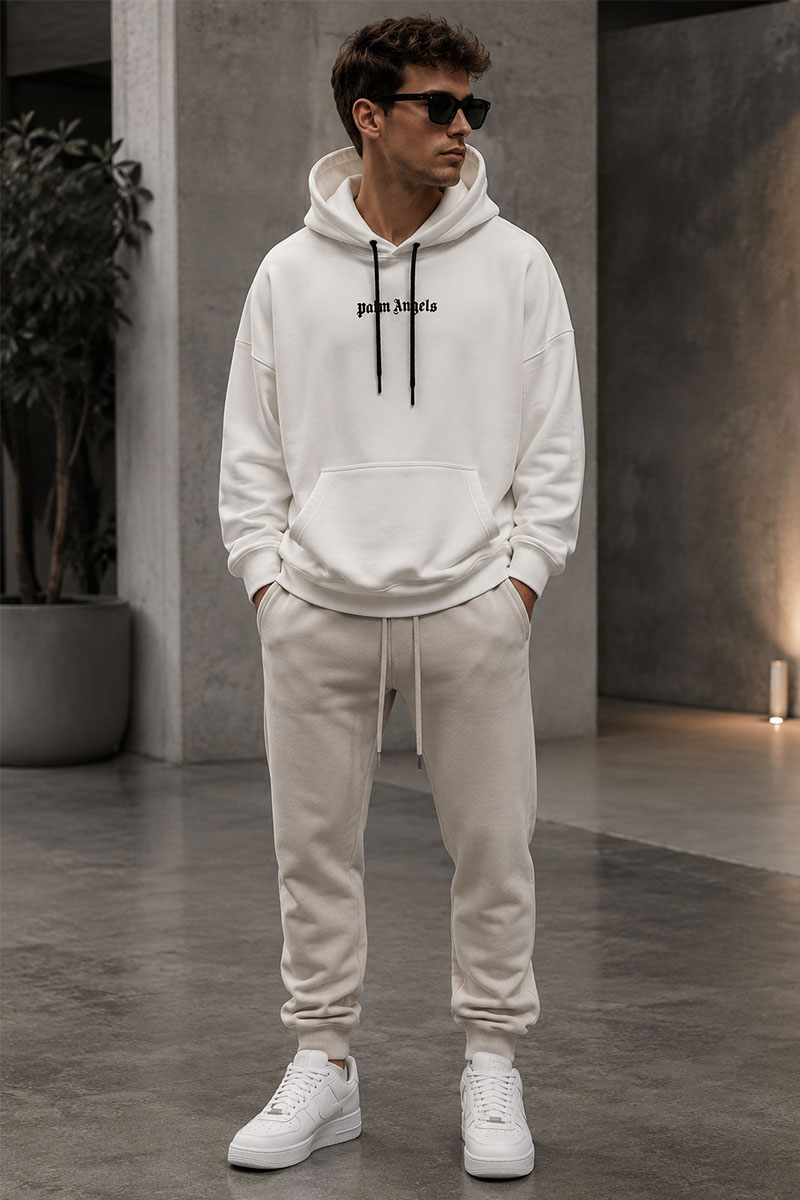Palm Angels Белое оверсайз худи Classic logo-print