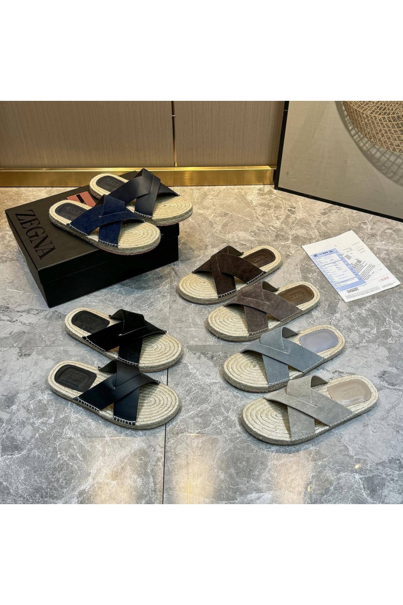 Zegna Мужские шлёпанцы suede - Light Brown