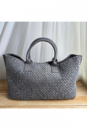 Замшевая сумка Cabat 40x28 см - Grey